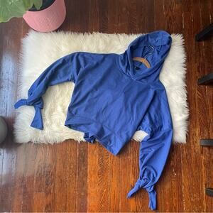 Cobalt Blue Hoodie Top with a tie back